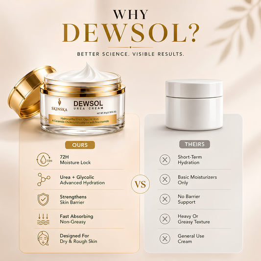Dewsol Urea Cream with Glycolic Acid | Intensive Moisturiser for Cracked Heels & Dry Skin