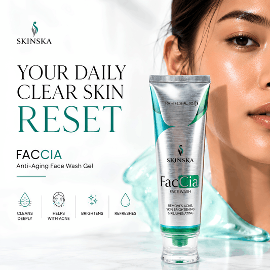Faccia Anti-Acne Face Wash - Glycolic Acid, Vitamin E & Aloe Vera | Oil Control Cleanser