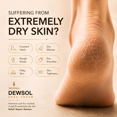 Dewsol Urea Cream with Glycolic Acid | Intensive Moisturiser for Cracked Heels & Dry Skin