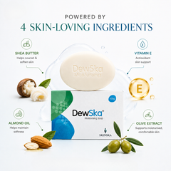 Dewska Moisturizing Soap for Dry & Rough Skin | With Olive Extract, Almond Oil, Vitamin E & Shea Butter