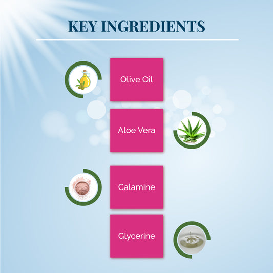 Calmyk Lotion with Calamine, Aloevera, Oilve Oil & Glycerine - Hydrate, Protect & Nourish