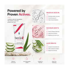 Faccia-S Anti-Acne Face Wash with Salicylic Acid & Glycolic Acid | For Oily & Acne-prone Skin