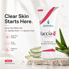 Faccia-S Anti-Acne Face Wash with Salicylic Acid & Glycolic Acid | For Oily & Acne-prone Skin