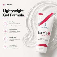 Faccia-S Anti-Acne Face Wash with Salicylic Acid & Glycolic Acid | For Oily & Acne-prone Skin