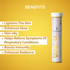 Vitfiz - GT, 10 effervescent tablets with vitamin C, Glutathione and N - Acetyl cysteine for immunity boosting and overall skin health
