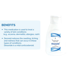 Deznoid lotion with 0.05% Desonide, for anti-inflammation and allergic skin reactions to treat inflammation