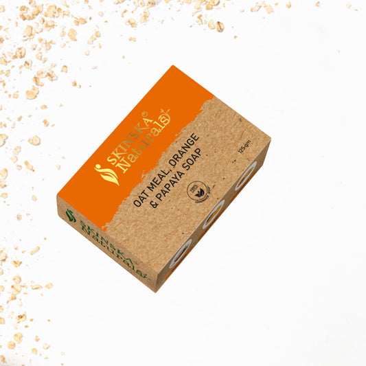 Skinska Naturals Oatmeal Handmade Soap with Oatmeal, Orange & Papaya for Skin Brightening and Anti-Ageing