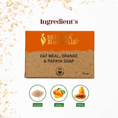 Skinska Naturals Oatmeal Handmade Soap with Oatmeal, Orange & Papaya for Skin Brightening and Anti-Ageing