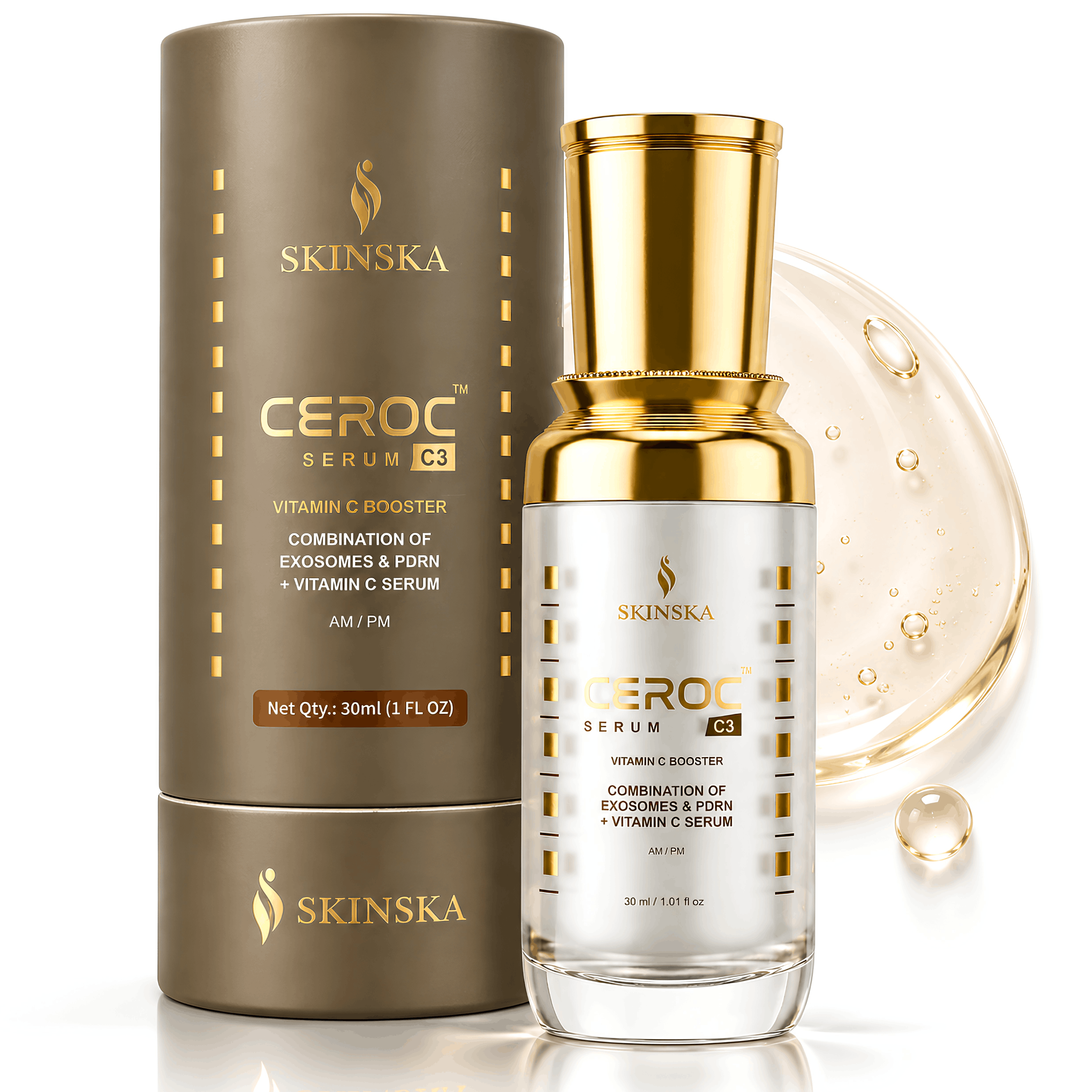 Ceroc C3 Vitamin-C Face Serum | Brightening & Glow Boosting Serum with Hyaluronic Acid & Vitamin E