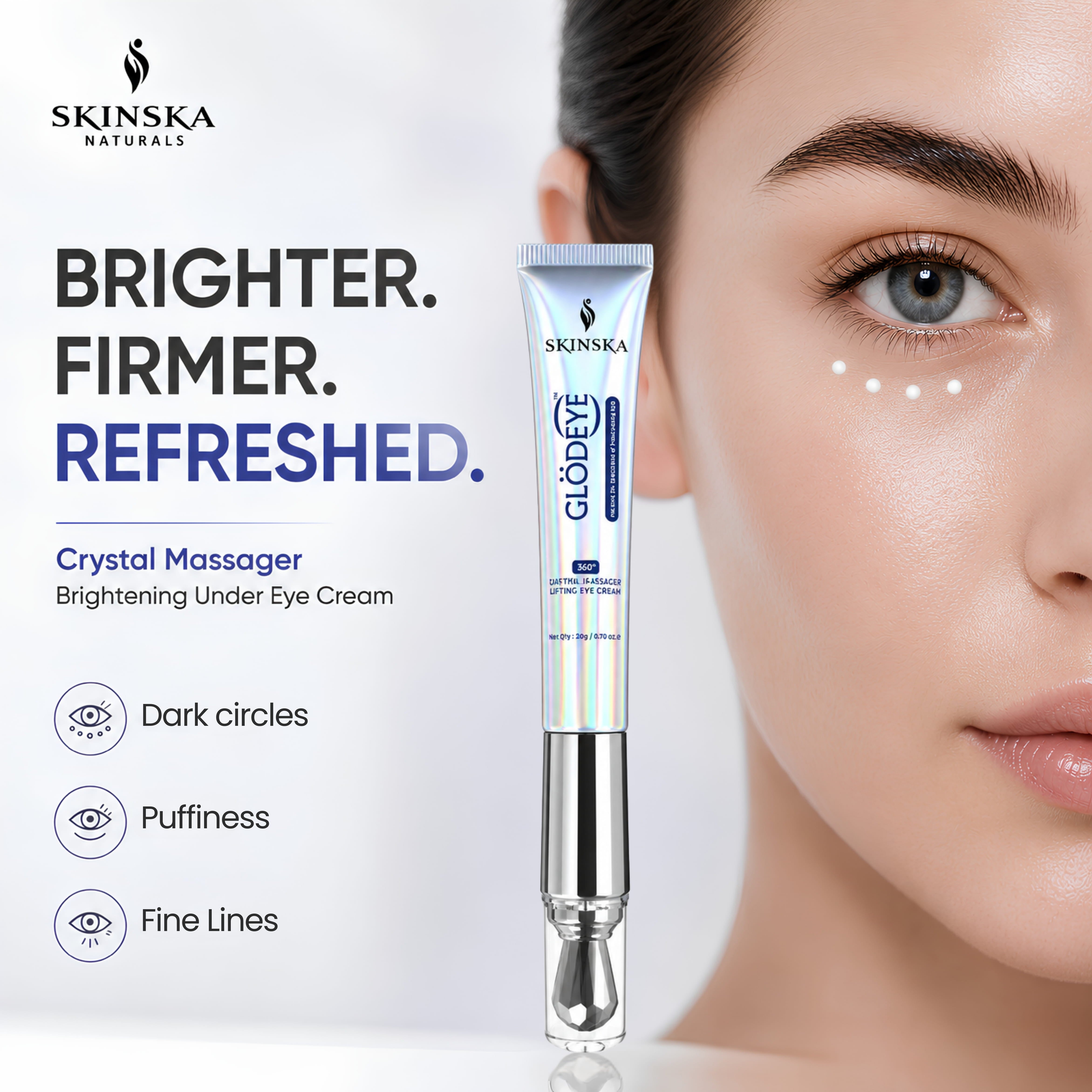 Glodeye 360° Crystal Massager Eye Cream for Dark Circles & Puffiness