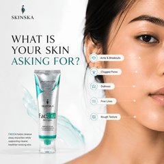 Faccia Anti-Acne Face Wash - Glycolic Acid, Vitamin E & Aloe Vera | Oil Control Cleanser