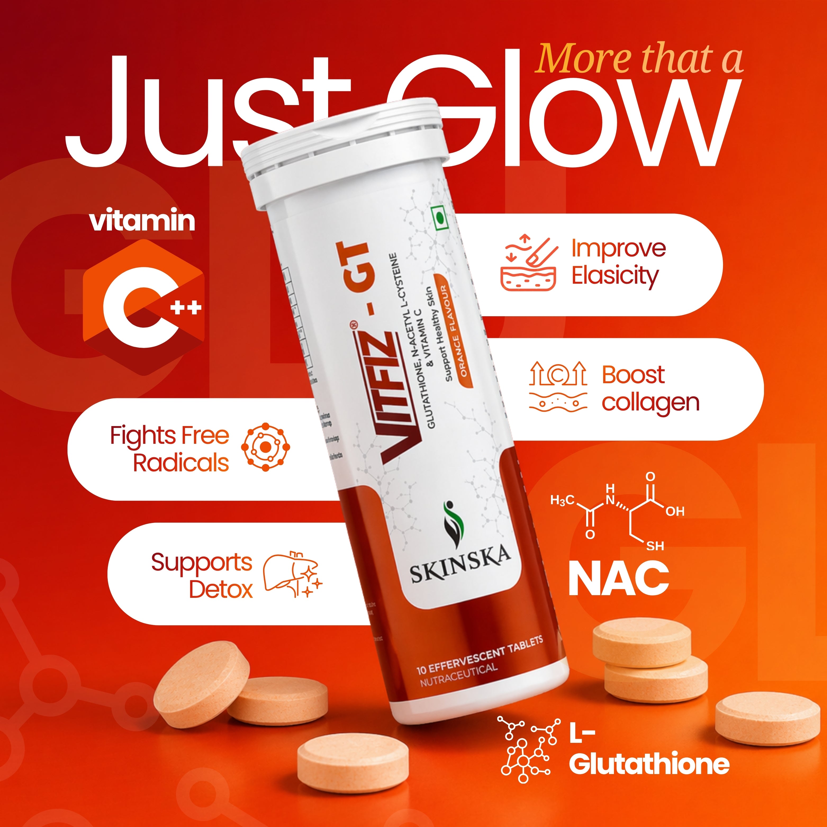 Vitfiz-GT Effervescent Tablets with Vitamin-C Skinska Vitfiz-GT Effervescent Tablets with Vitamin-C Skinska