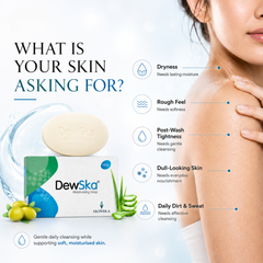 Dewska Moisturizing Soap for Dry & Rough Skin | With Olive Extract, Almond Oil, Vitamin E & Shea Butter