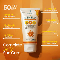S-Shield Sunscreen Gel SPF 50+ PA+++ | Broad Spectrum UVA/UVB, Blue Light & IR Protection | Water-Resistant, Non-Comedogenic