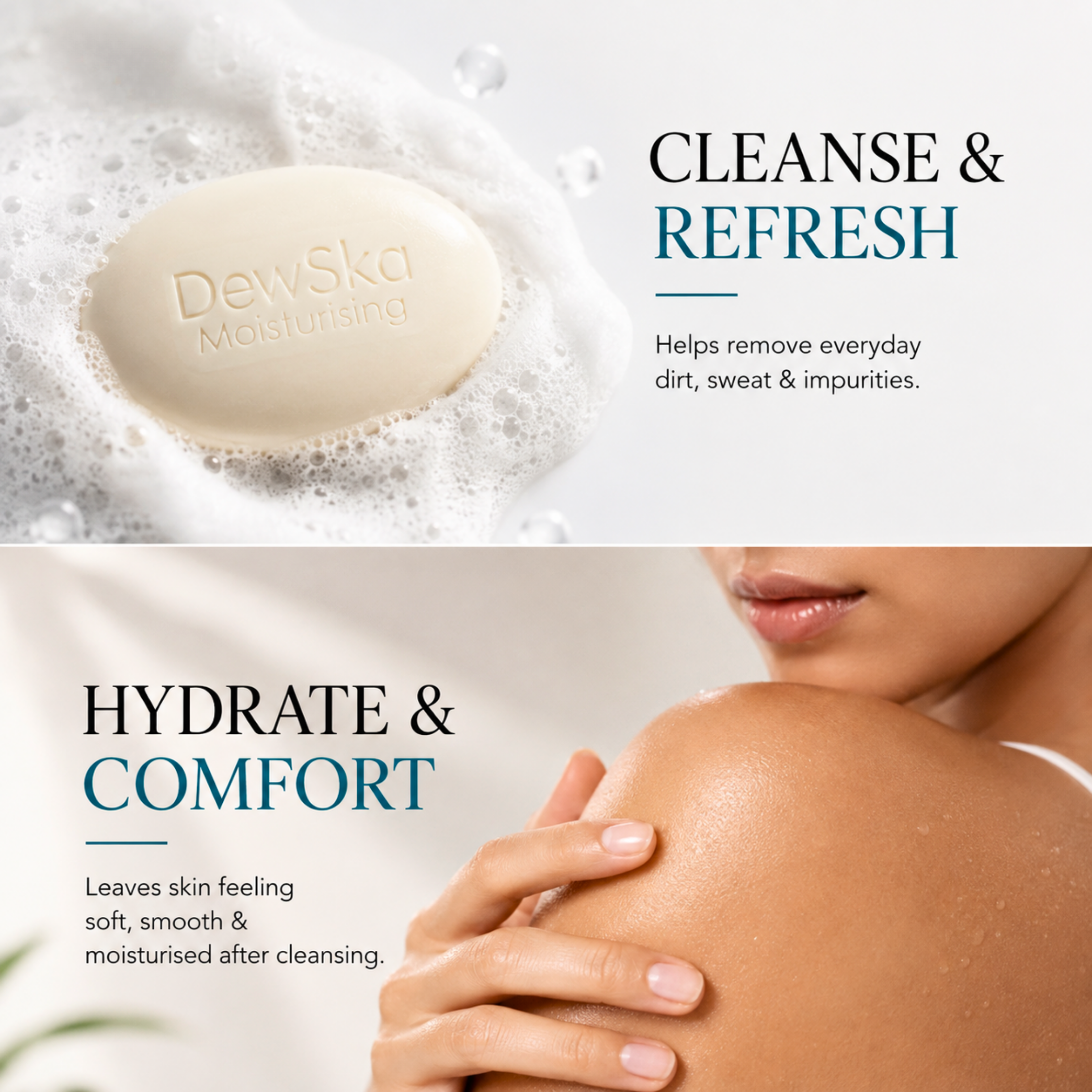 Dewska Moisturizing Soap for Dry & Rough Skin | With Olive Extract, Almond Oil, Vitamin E & Shea Butter