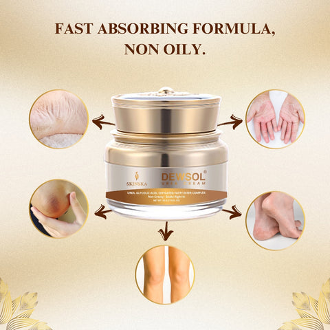 Dewsol Urea Cream with Glycolic Acid | Intensive Moisturiser for Cracked Heels & Dry Skin