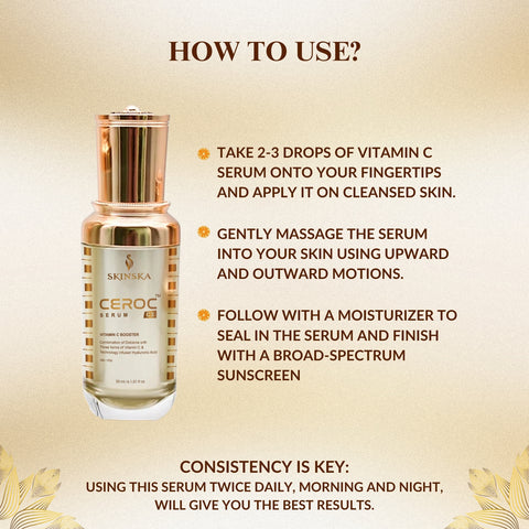 Ceroc C3 Vitamin-C Face Serum | Brightening & Glow Boosting Serum with Hyaluronic Acid & Vitamin E
