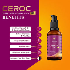 CEROC C3 vitamin C Face serum with Vitamin E, Licorice and hyaluronic acid to prevent fine lines and wrinkles
