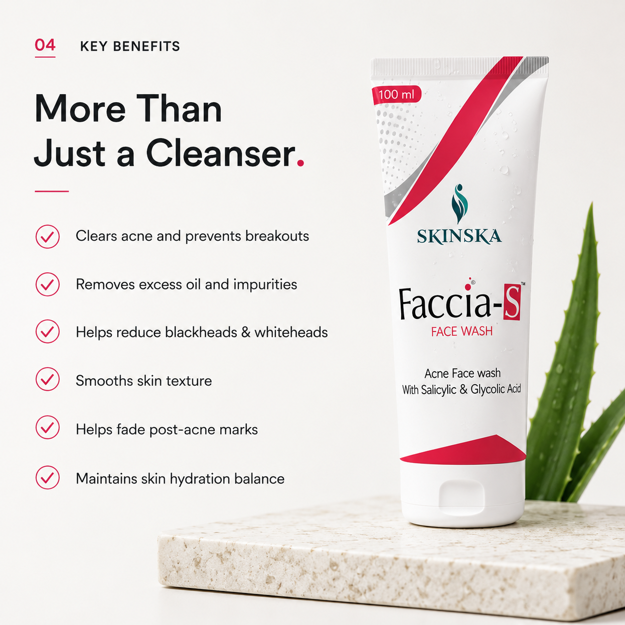 Faccia-S Anti-Acne Face Wash with Salicylic Acid & Glycolic Acid | For Oily & Acne-prone Skin