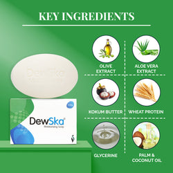 Dewska Moisturizing Soap for Dry & Rough Skin | With Olive Extract, Almond Oil, Vitamin E & Shea Butter