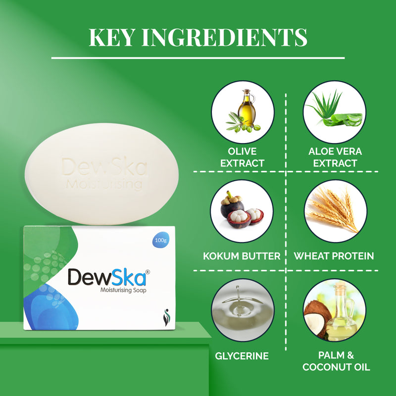 Dewska Moisturizing Soap for Dry & Rough Skin | With Olive Extract, Almond Oil, Vitamin E & Shea Butter