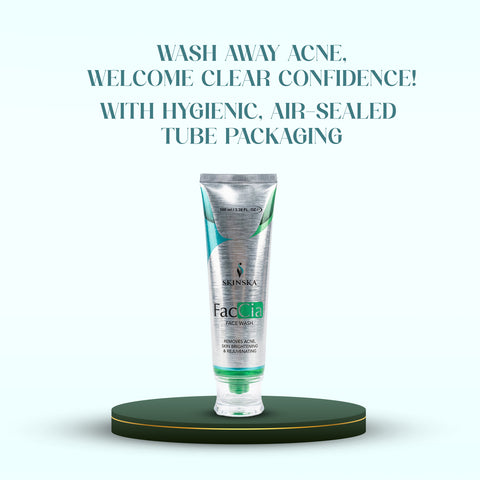 Faccia Anti-Acne Face Wash - Glycolic Acid, Vitamin E & Aloe Vera | Oil Control Cleanser