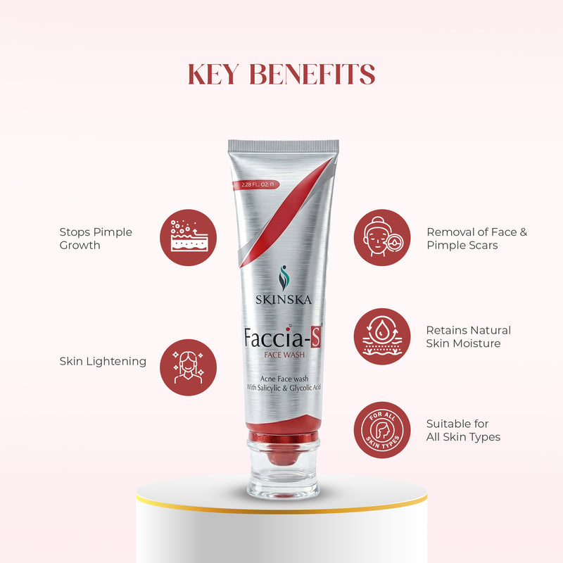 Faccia-S Anti-Acne Face Wash with Salicylic Acid & Glycolic Acid | For Oily & Acne-prone Skin