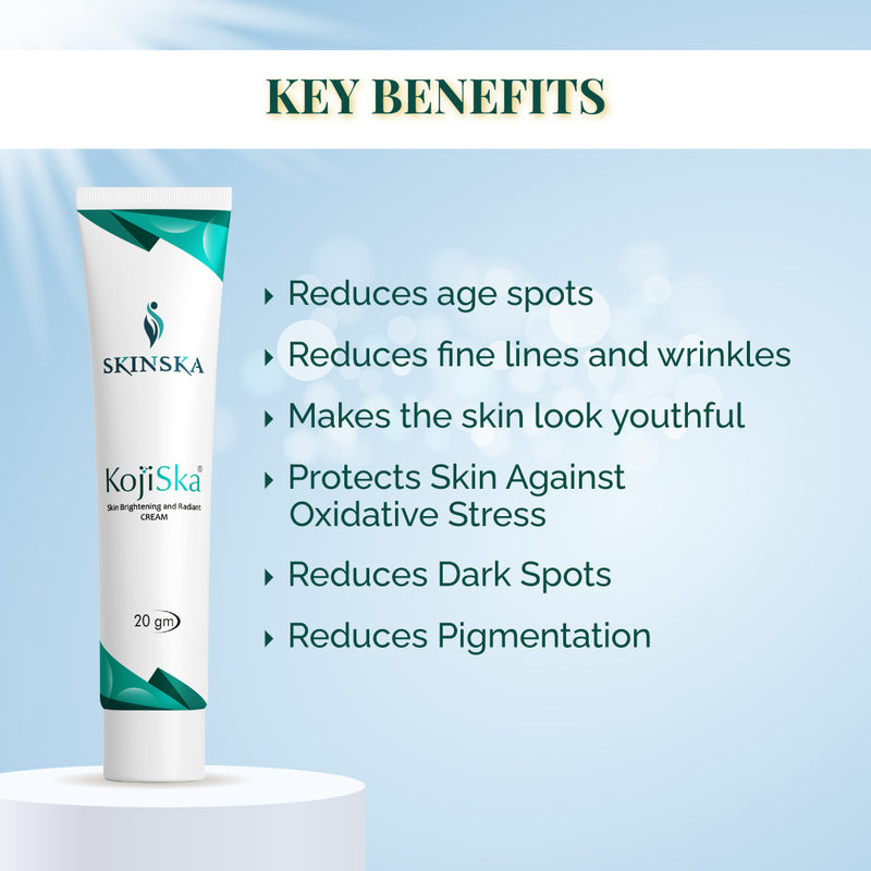 Kojiska Cream for Pigmentation | Skin Brightening & UV Protection Cream - Kojic Acid Dipalmitate & Glutathione