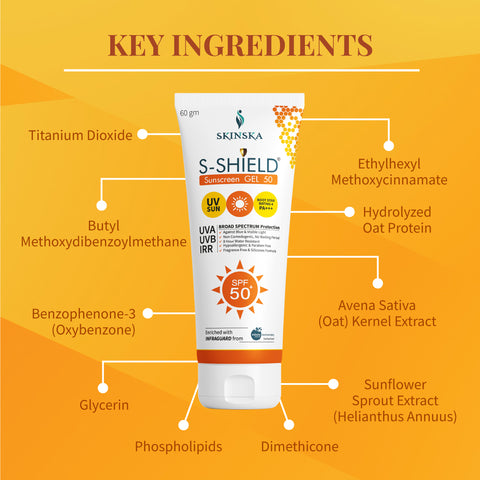 S-Shield Sunscreen Gel SPF 50+ PA+++ | Broad Spectrum UVA/UVB, Blue Light & IR Protection | Water-Resistant, Non-Comedogenic