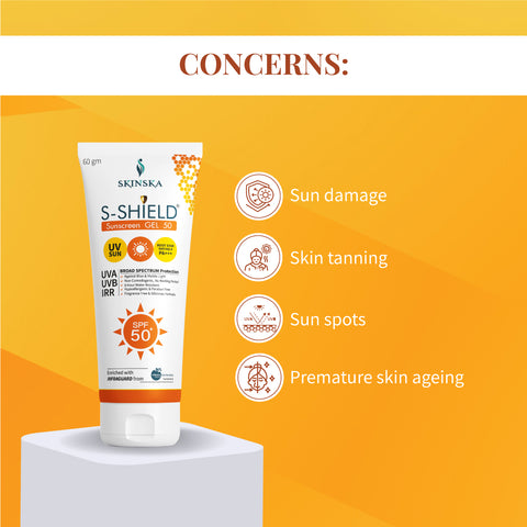 S-Shield Sunscreen Gel SPF 50+ PA+++ | Broad Spectrum UVA/UVB, Blue Light & IR Protection | Water-Resistant, Non-Comedogenic