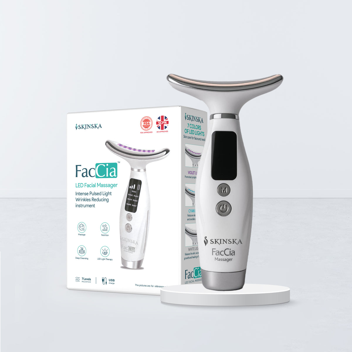 Faccia LED Facial Massager | A Classy At Home Facial Sculpting & Rejuvenation Experience | Refined skincare technology, beautifully designed for everyday luxury