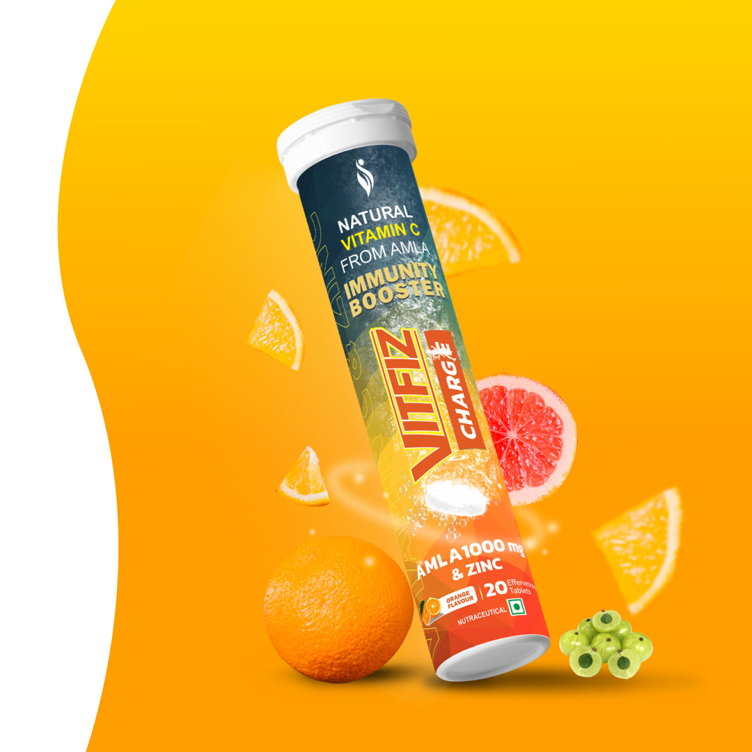 Vitfiz charge effervescent tablets with 1000 mg vitamin c for overall skin health