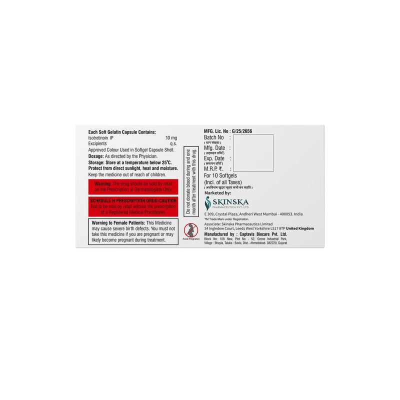 AKNOZAP Softgel Capsules with Isotretinoin - 10mg