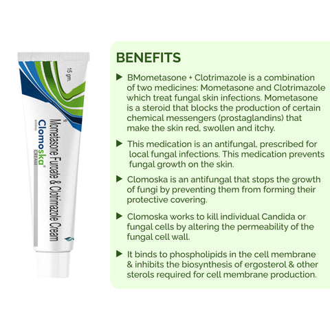 Clomoska cream with mometasone furoate and clotrimazole cream, for anti- fungal treatment and anti-inflammation