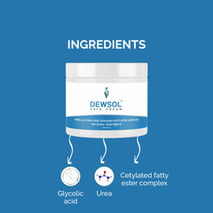 Dewsol Urea cream with glycolic acid, urea, cetylated fatty ester complex for soft and moisturised feet