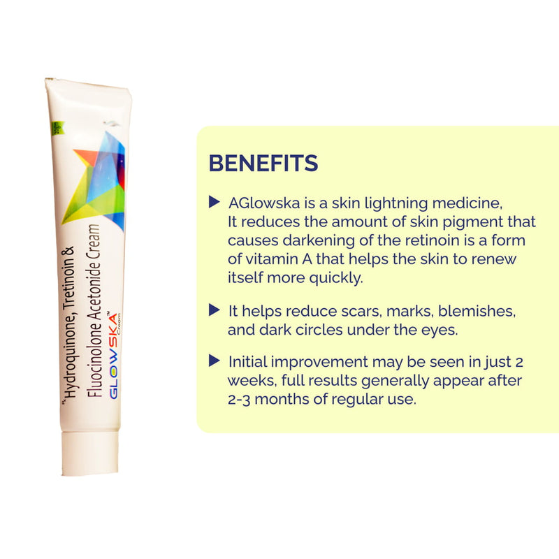 Glowska cream with Hydroquinone, tretinoin, and fluocinolone acetonide cream, for lightening and anti-inflammatory action