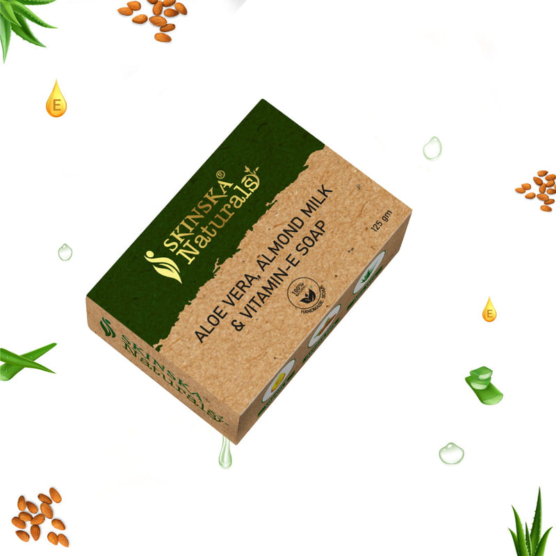 Skinska Naturals Aloe Vera Handmade Soap for Dry & Sensitive Skin | With Almond Milk & Vitamin E