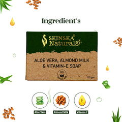 Skinska Naturals Aloe Vera Handmade Soap with Aloe Vera, Vitamin E & Almond Milk for Moisturized Skin