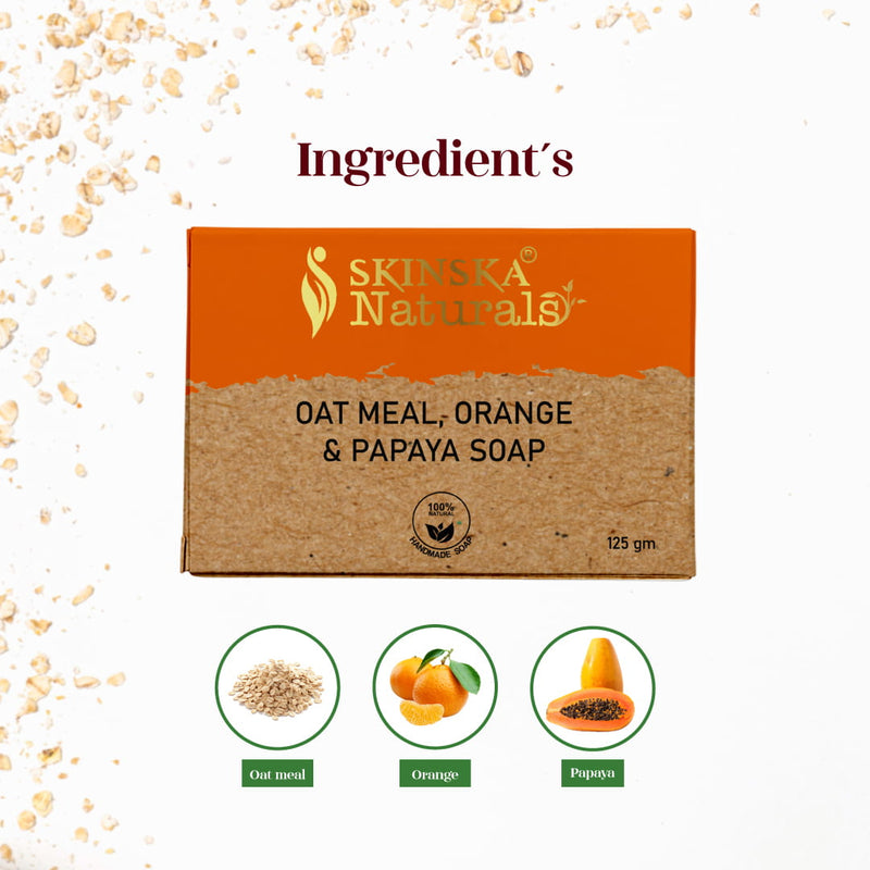 Skinska Naturals Oatmeal, Orange & Papaya Soap | Gentle Exfoliating Handmade Natural Soap