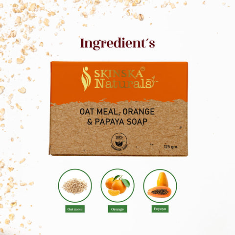 Skinska Naturals Oatmeal, Orange & Papaya Soap | Gentle Exfoliating Handmade Natural Soap