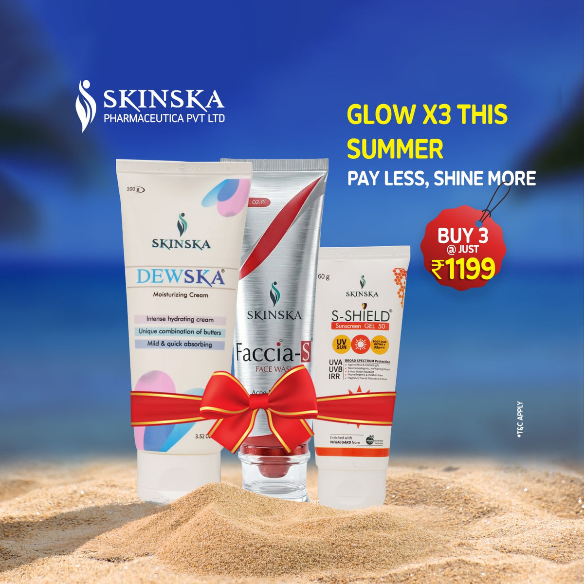 Skinska 3-in-1 Summer Skincare Combo - Get Summer-Ready Skin Now for Just ₹1199!